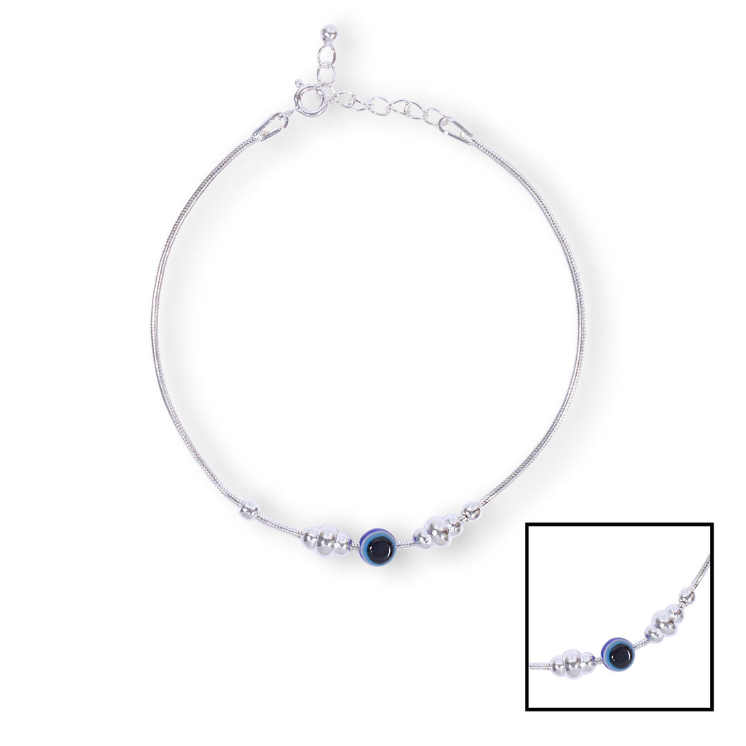 925 Sterling Silver Evil Eye Beaded Bracelet for Men