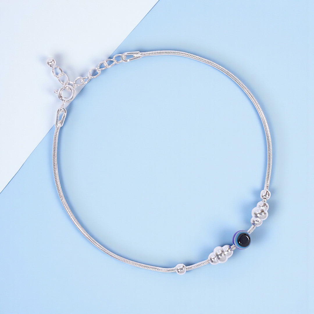 925 Sterling Silver Evil Eye Beaded Bracelet for Men