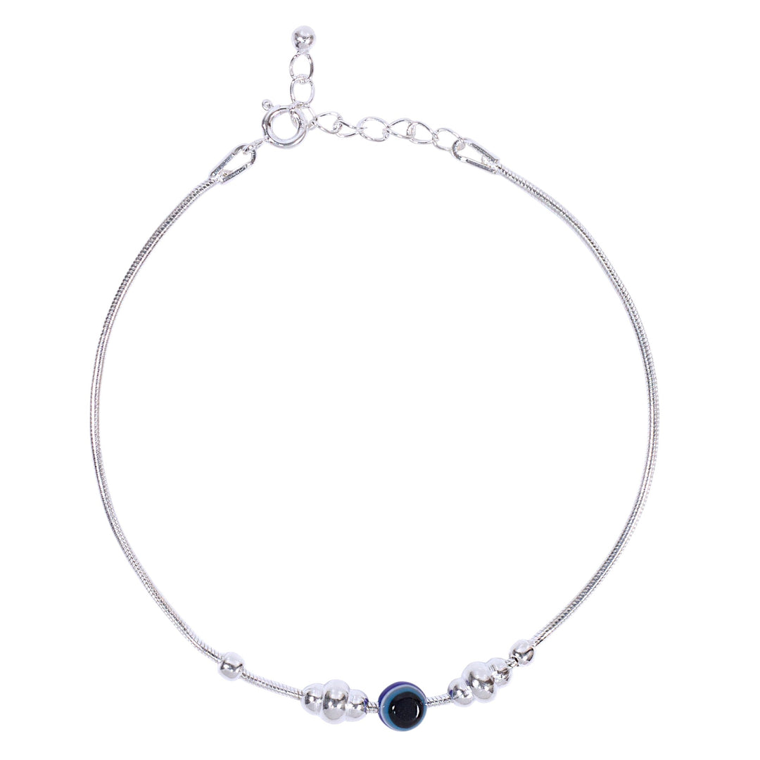 925 Sterling Silver Evil Eye Beaded Bracelet for Men