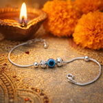 Load image into Gallery viewer, Evil Eye Design Chandi Rakhi Bracelet for Brother Online