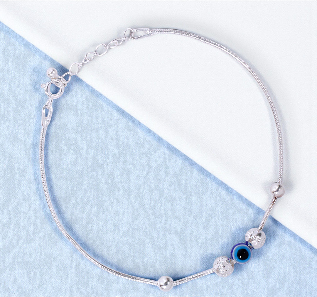 925 Sterling Silver Evil Eye Beads Bracelet for Men