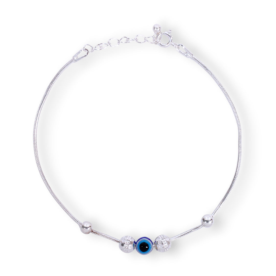 925 Sterling Silver Evil Eye Beads Bracelet for Men