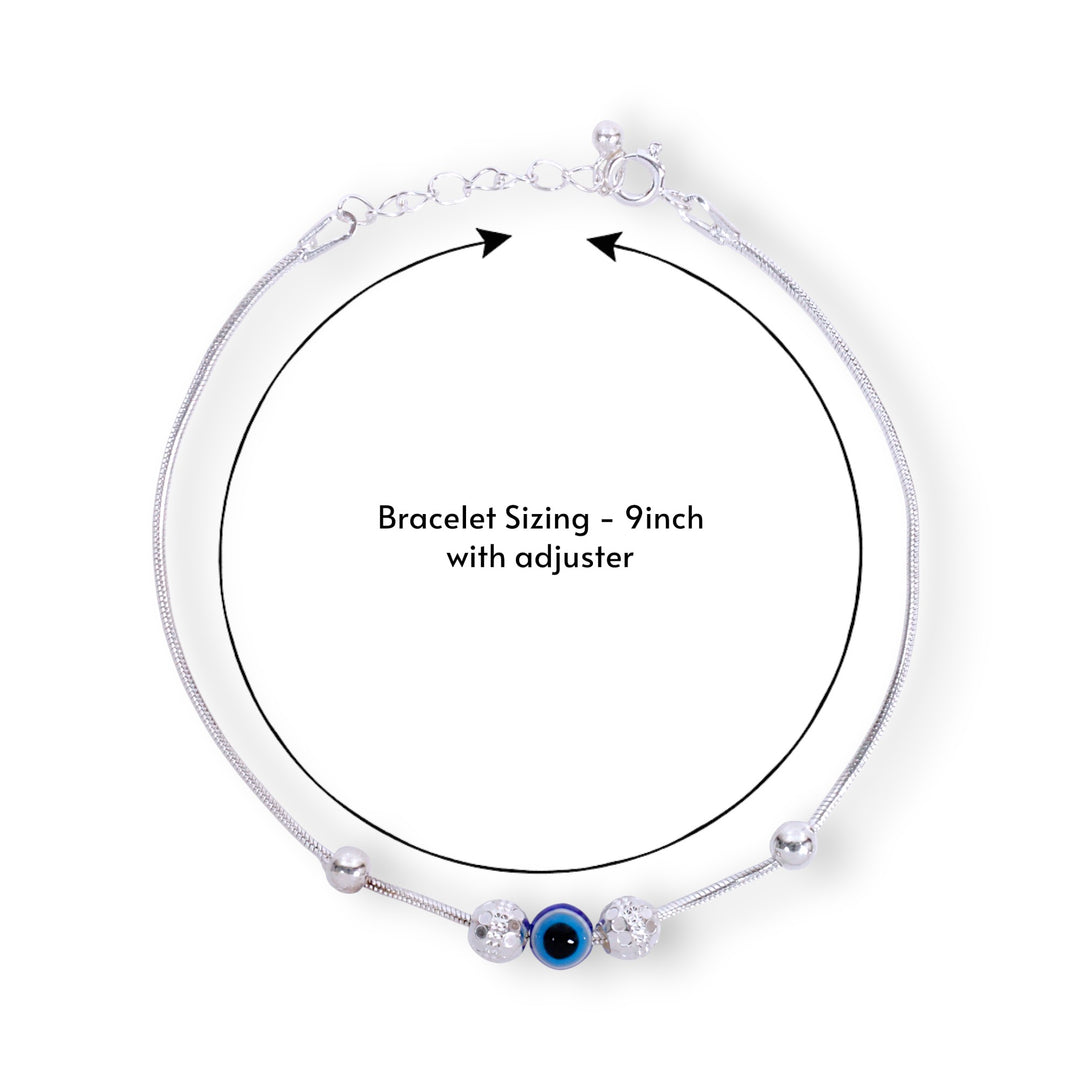 925 Sterling Silver Evil Eye Beads Bracelet for Men