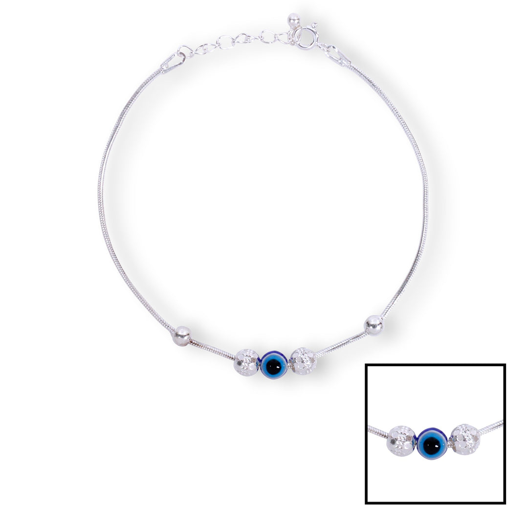 925 Sterling Silver Evil Eye Beads Bracelet for Men