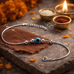 Load image into Gallery viewer, 925 Pure Silver Evil Eye Design Rakhi Bracelet for Men