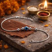 925 Pure Silver Evil Eye Design Rakhi Bracelet for Men