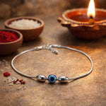 Load image into Gallery viewer, 925 Pure Silver Evil Eye Beaded Rakhi Bracelet for Brother
