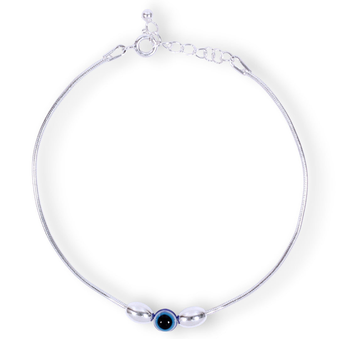 925 Sterling Silver Evil Eye Beaded Chain Bracelet for Men