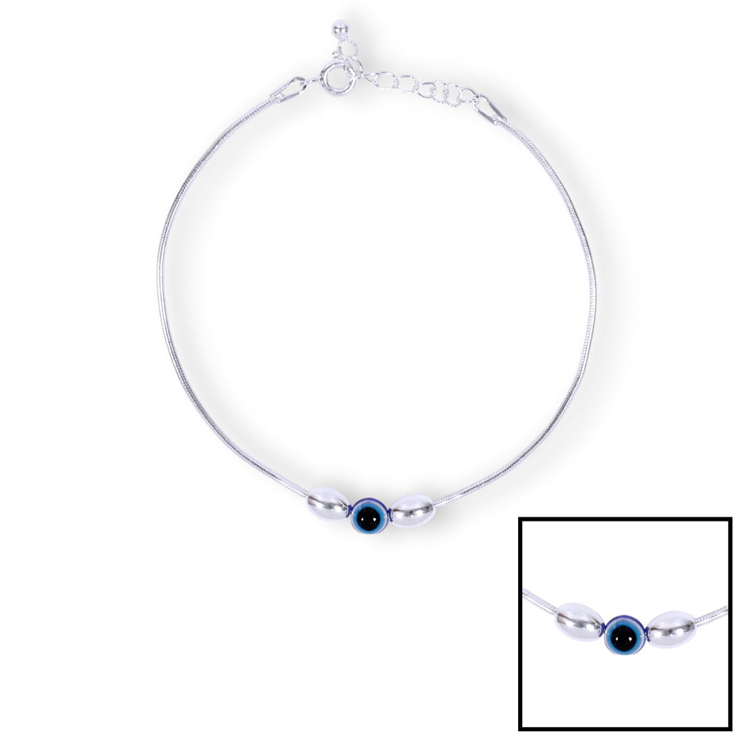 925 Sterling Silver Evil Eye Beaded Chain Bracelet for Men