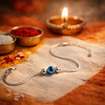 Load image into Gallery viewer, 925 Pure Silver Evil Eye Beaded Rakhi Bracelet for Brother