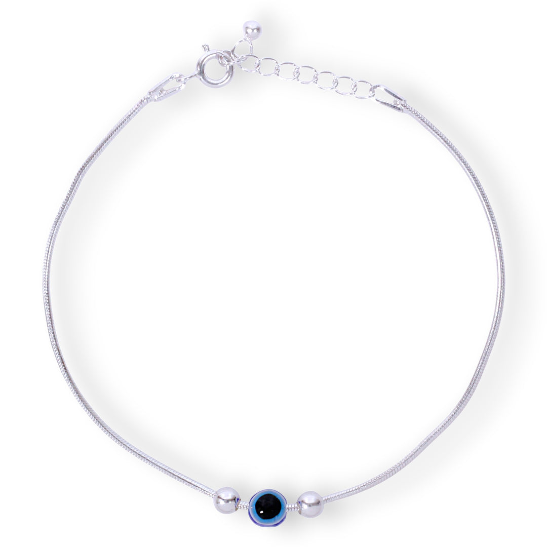 925 Sterling Silver Beaded Evil Eye Bracelet for Men