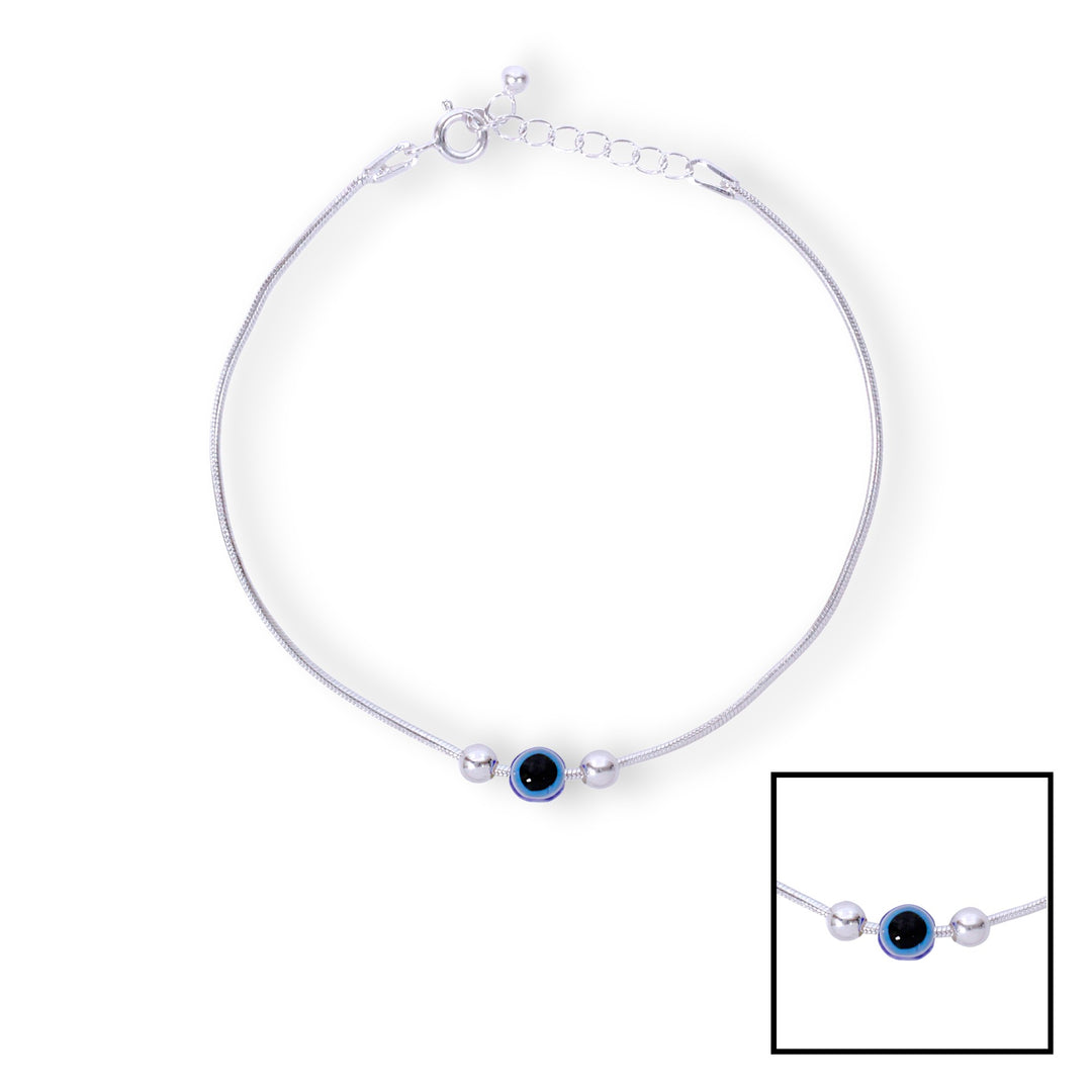 925 Sterling Silver Beaded Evil Eye Bracelet for Men