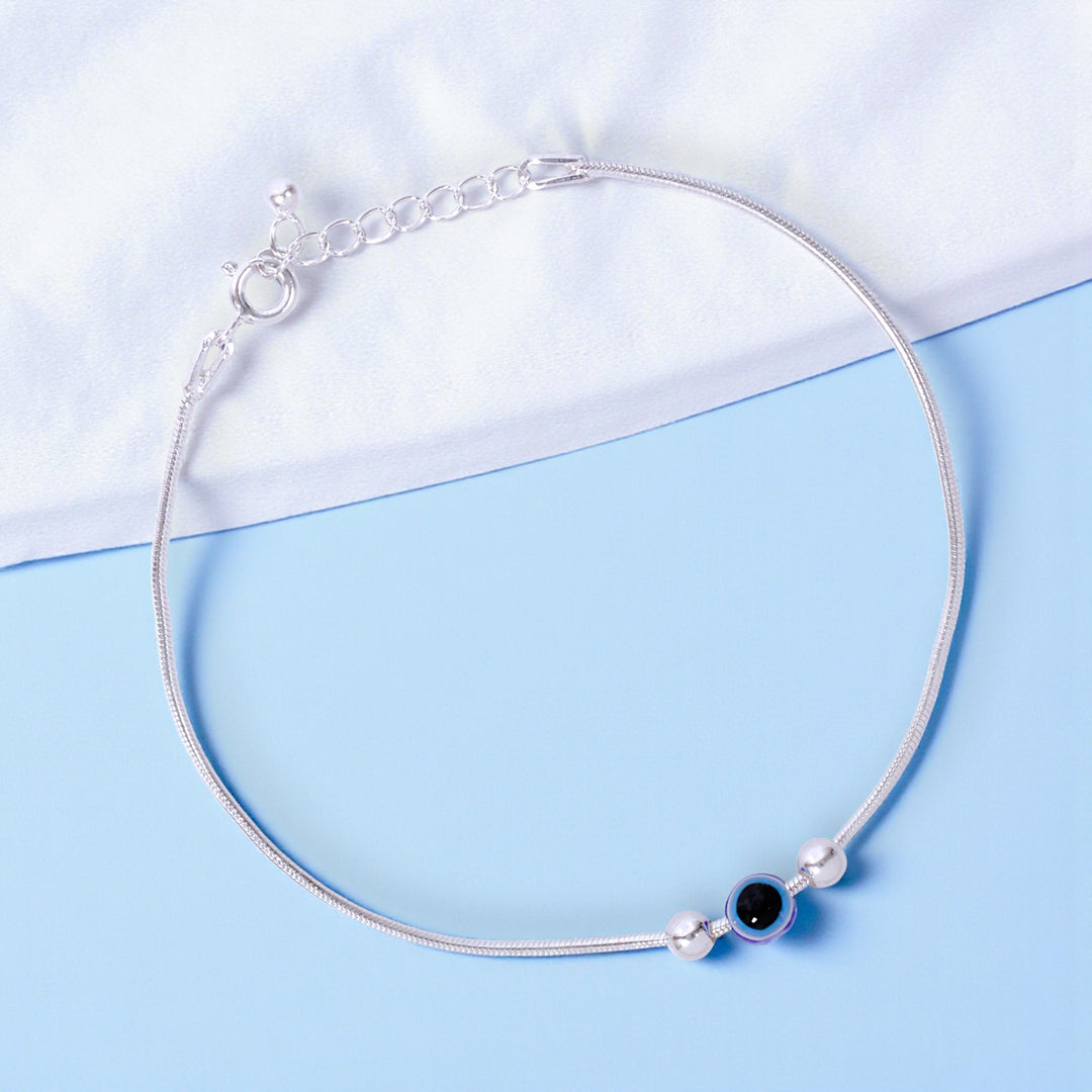 925 Sterling Silver Beaded Evil Eye Bracelet for Men