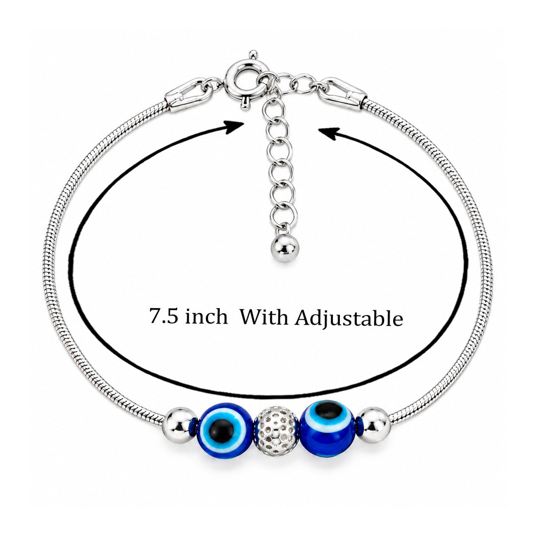 925 Sterling Silver Beads With Evil Eye Bracelet for Women
