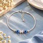 Load image into Gallery viewer, 925 Sterling Silver Butterfly &amp; Evil Eye Bead Bracelet for Women