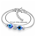 Load image into Gallery viewer, 925 Sterling Silver Two Rope Beaded Evil Eye Bracelet For Women