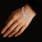 Load image into Gallery viewer, 925 Sterling Silver Floral Shape Evil Eye Cz Bracelet For Women
