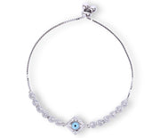 925 Sterling Silver CZ Evil Eye Link Chain Bracelet Women
