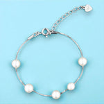 Load image into Gallery viewer, 925 Sterling Silver with Rhodium Finish &amp; Pearl Accent Chain Bracelet for Women
