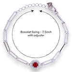 Load image into Gallery viewer, 925 Sterling Silver Red CZ Circle Paper Link Chain Bracelet for Women
