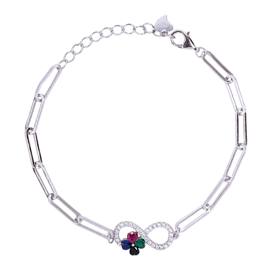 925 Sterling Silver Infinity With Multi CZ Bracelet for Women/Girls