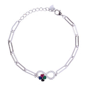 925 Sterling Silver Infinity With Multi CZ Bracelet for Women/Girls
