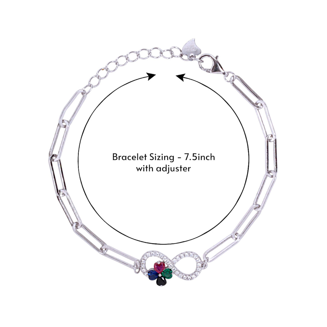 925 Sterling Silver Infinity With Multi CZ Bracelet for Women/Girls