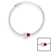 925 sterling silver White Emerald & Red Heart Shape CZ Bracelet For women