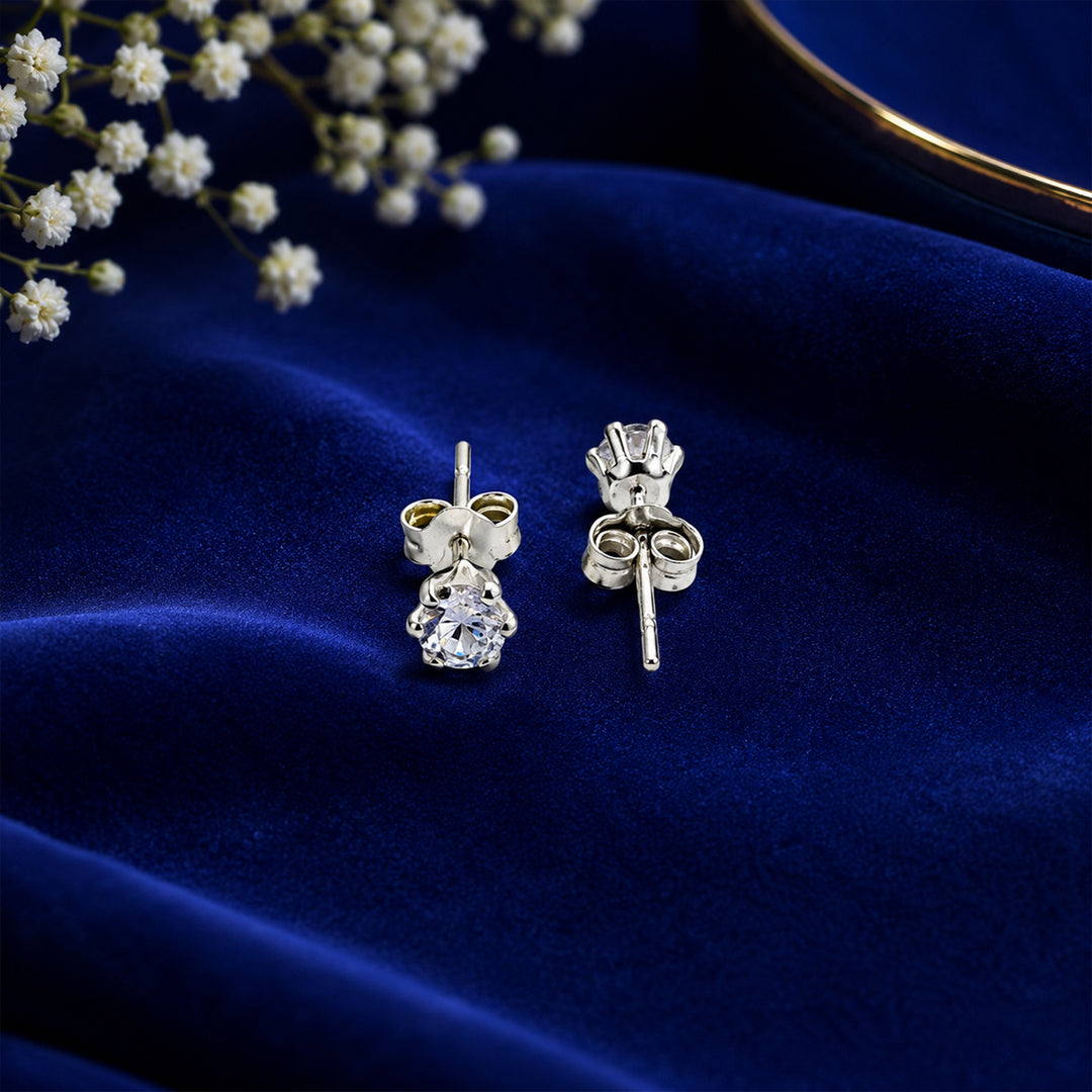 Taraash 925 Sterling Silver White Cz Stud Earrings CBER167I-01