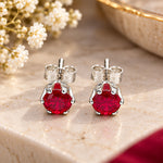 Load image into Gallery viewer, Taraash 925 Sterling Silver Maroon Round Solitaire CZ Stud Earrings For Women CBER226I-02