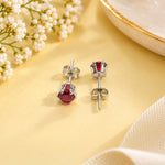 Load image into Gallery viewer, Taraash 925 Sterling Silver Maroon Round Solitaire CZ Stud Earrings For Women CBER226I-02