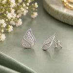 Load image into Gallery viewer, 925 Sterling Silver Glitter Leaf Pattern Earrings for Women