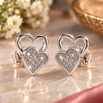 Load image into Gallery viewer, 925 Sterling Silver Glitter Double Heart Earrings for Women