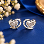 Load image into Gallery viewer, 925 Sterling Silver Glitter Heart Stud Earrings for Women