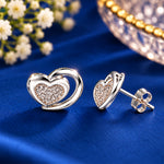 Load image into Gallery viewer, 925 Sterling Silver Glitter Heart Stud Earrings for Women