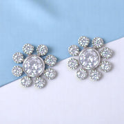 925 Sterling Silver CZ Round Shape Stud Earrings for Women