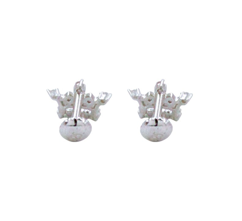 925 Sterling Silver CZ Crown Shape Stud Earring for Women