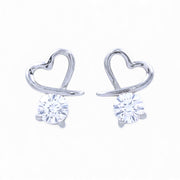 925 Sterling Silver Open Heart CZ  Stud Earring for Women