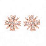 Load image into Gallery viewer, 925 Sterling Silver CZ Floral Motif Rose Gold Plated Stud Earring for Women