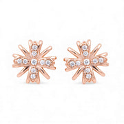 925 Sterling Silver CZ Floral Motif Rose Gold Plated Stud Earring for Women