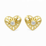 Load image into Gallery viewer, 925 Sterling Silver CZ Heart Shape Gold Plated Stud Earring for Women