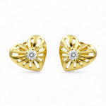 Load image into Gallery viewer, 925 Sterling Silver CZ Heart Shape Gold Plated Stud Earring for Women