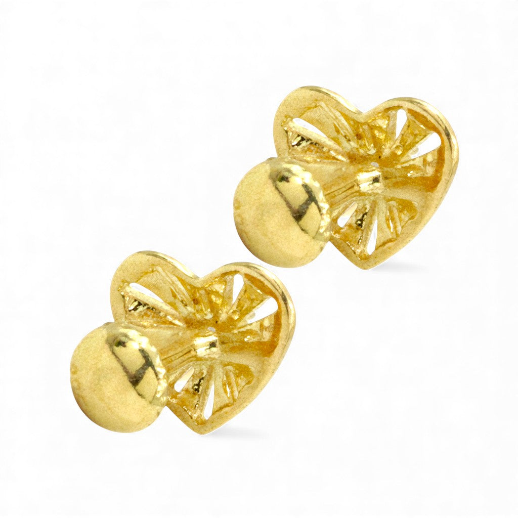 925 Sterling Silver CZ Heart Shape Gold Plated Stud Earring for Women
