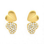 Load image into Gallery viewer, Taraash 925 Sterling Silver Dual-Heart Gold Plated CZ Stud Earring Women
