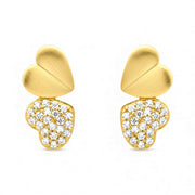 Taraash 925 Sterling Silver Dual-Heart Gold Plated CZ Stud Earring Women