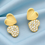 Load image into Gallery viewer, Taraash 925 Sterling Silver Dual-Heart Gold Plated CZ Stud Earring Women