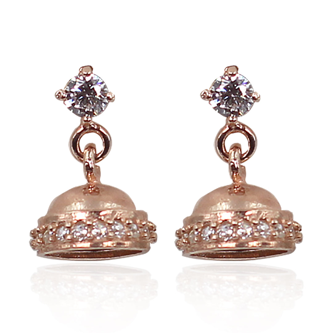 925 Sterling Silver Rose Gold CZ Jhumki for Women/Girls