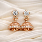 Load image into Gallery viewer, 925 Sterling Silver Heart Earrings for Women | Rose Gold Finish | CZ Jhumki | Lightweight