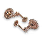 Load image into Gallery viewer, 925 Sterling Silver Heart Earrings for Women | Rose Gold Finish | CZ Jhumki | Lightweight
