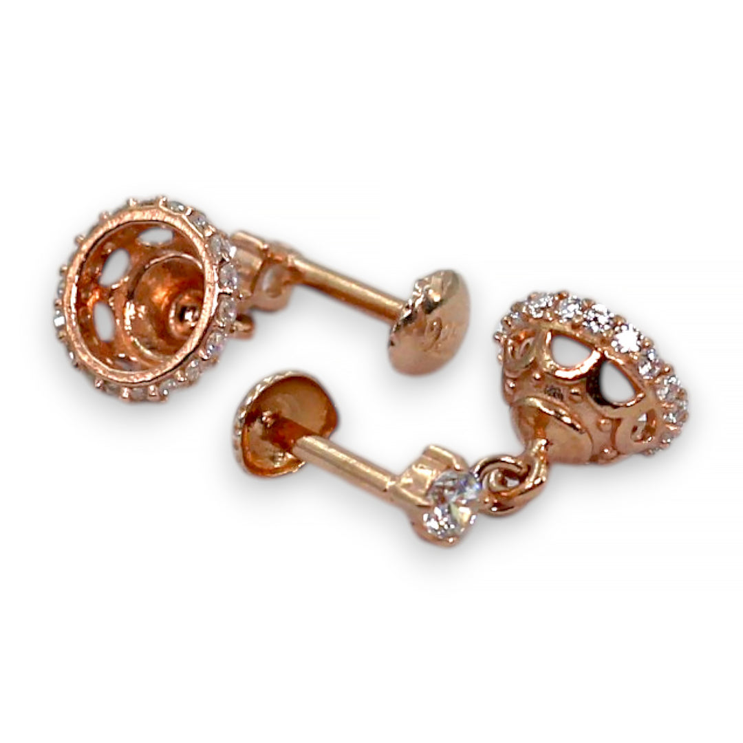 925 Sterling Silver Jhumki with CZ & Rose Gold Finish for Women/Girls